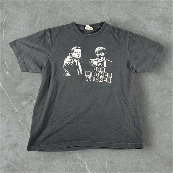 Vintage Pulp Fiction Shirt Men Large Black 90s Bad Mother Fcker Movie Promo RARE